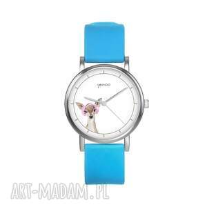 ręcznie zrobione zegarki zegarek mały - sarenka silikonowy, niebieski