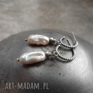 perłowe patyczki, kolczyki z perłami, perły hodowlane, srebro