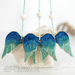 dekoracje świąteczne 3 skrzydła anioła - ceramiczne ozdoby choinkowe, anielskie