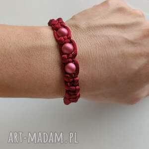 Regulowana bransoletka z różową perłą Swarovski