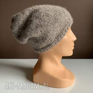 ręcznie robiona czapka handmade beżowa alpaka - NitkoweLove