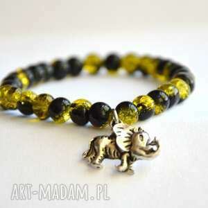 handmade bracelet by sis: sloń w żółto - czarnych koralach