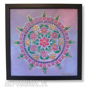 świąteczny prezent, mandala w ramie 25x25cm, dekoracja obraz