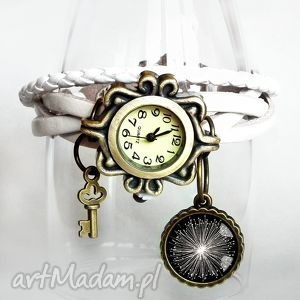 modny zegarek bransoletka z zawieszką grafiką w szkle - cosmic flower black
