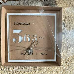 Kartka w pudełku na pierwszą rocznicę ślubu - papierowa rocznica kraft handmade