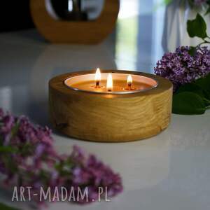 naturalna świeca z wosku pszczelego w drewnianym pojemniku 230 ml