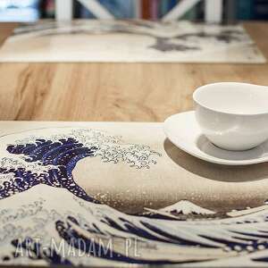 4 duże korkowe podkładki na stół - wielka fala, hokusai, korek, japonia
