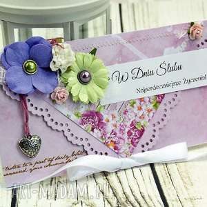kartka z okazji ślubu - wiosenne kwiaty, wesele kopertówka, prezent