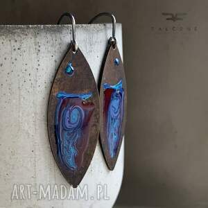 Kolczyki ze srebra i mosiądzu Fish Dark Ruby dzu, ryby