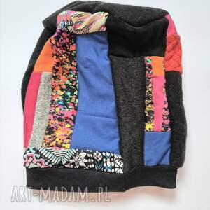 Czapka patchworkowa smerfetka na podszewce świetna na codzienne