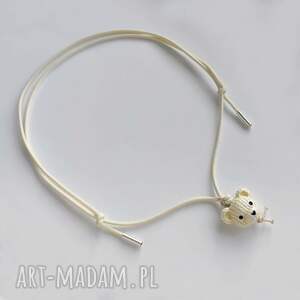 miś wisiorek sznurek, srebro