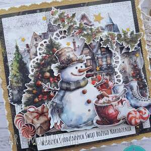 pomysł na prezent świąteczny Kartka z bałwankiem 2