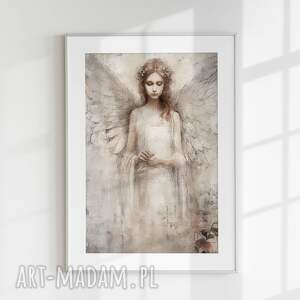 plakaty anioł w delikatnych odcieniach beżu i bieli 40x50 cm (8 - 2 0040)