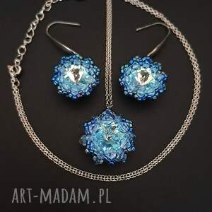 błękitny komplet biżuterii aqua bohemica maxima - kolczyki i naszyjnik