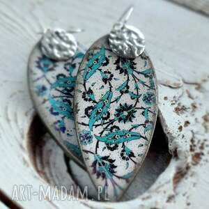 kolczyki decoupage, orientalne, wakacje, stal chirurgiczna, wiszące