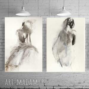 Komplet Inkografii 70x50, kobieta szkic, obrazy nad - łóżko