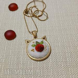 ręcznie haftowany wisior jenny stal szlachetna filcu, stylowo, boho