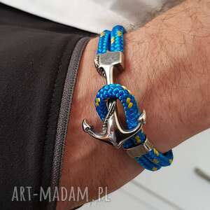 bransoletka męska z liny nautico niebieska kotwicą dla żeglarza