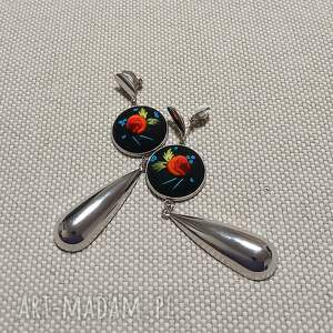 ręcznie haftowane klipsy dla celestyny, boho biżuteria, stylowo filcu