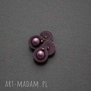 Małe fioletowe klipsy sutasz lila - eleganckie, handmade
