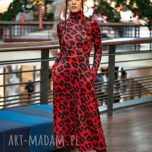 Sukienka z - Agata Solar Tropic, efektowna, z golfem