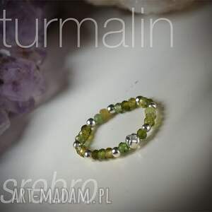 pierścionek z zielonych turmalinów w srebrze 2