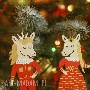 prezenty Ręcznie malowane ozdoby świąteczne - para koników