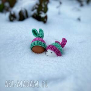 kocie motki czapeczki z uszami zająca na jajka wielkanocne - zestaw 2 szt