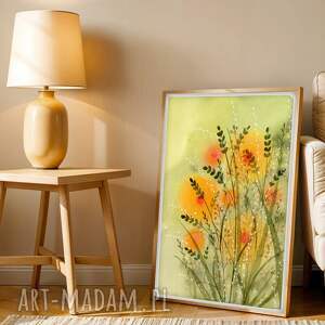 Łąka plakat w formacie 50x70cm, akwarela, trawa, ilustracja, plakaty
