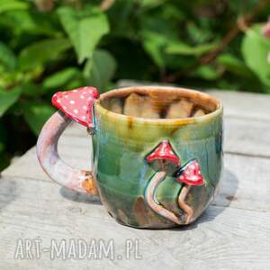 handmade kubek z muchomorkiem w trawie 350 ml two ceramika na prezent
