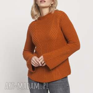 handmade swetry sweter z delikatną stójką, swe175 karmel mkm