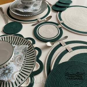 podkładki na stół 13 szt, duży komplet ze sznurka