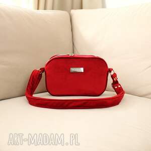 handmade na ramię torebka listonoszka mini z czerwonego weluru