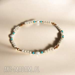 na nogę perły, kamień rzeczny, magnezyt, hematyt kolorowa biżuteria