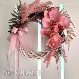 handmade dekoracje wianek różowa orchidea