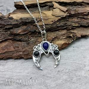 Lunula - dark moon, srebrny naszyjnik, wisior, księżyc