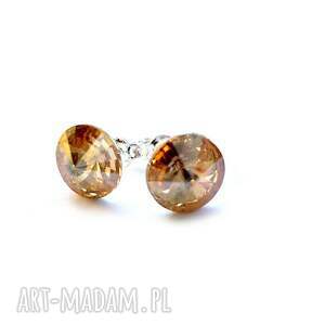 małe wkrętki swarovski rivoli golden shadow 6mm srebro 925 sztyfty