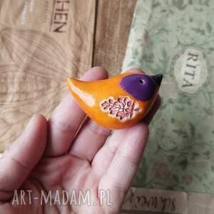 ptaszek oranżowy z fioletowym oczkiem, ceramika