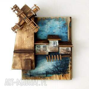 drewniany wieszak na klucze - stare siedlisko, drewniane domki dekoracje