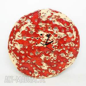 handmade zegary duży wyjątkowy czerwony zegar ceramiczny rękodzieło prezent