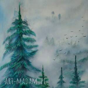 oddech lasu recznie malowany obraz