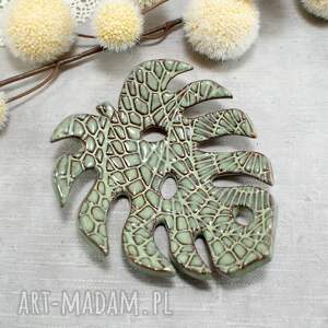 monstera - mydelniczka ceramiczna, łazienka, motyw roślinny, boho