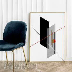 plakat geometryczny biało-szary - format 40x50 cm salonu