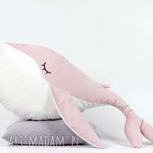 handmade maskotki poduszka przytulanka klasyczny wieloryb - różowy i biały