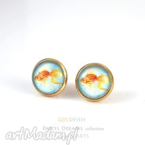 złota rybka - kolczyki wkrętki - kolor złoty - małe