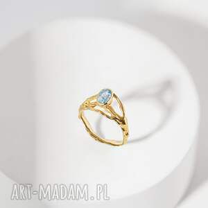 pierścionek z topazem, złoto 585