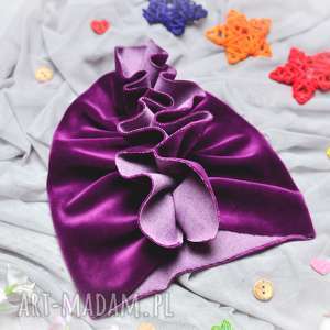 turban velvet fiolet dla dziecka, turbanfioletowy