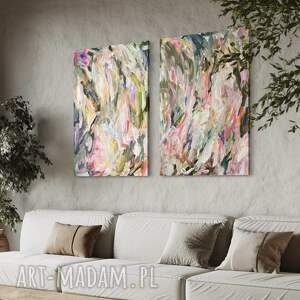 obrazy 100x70 cm, zestaw obrazów salonu, kolorowa abstrakcja