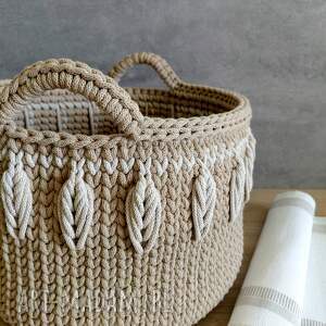duży kosz ze sznurka bawełnianego, przechowywanie sznurek bawełniany