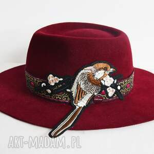 handmade kapelusze bordo kapelusz